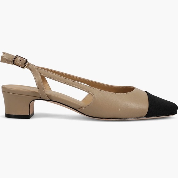 Vaneli Aliz Two-Tone Tan and Black Slingback Heels Size 7 - Picture 7 of 15